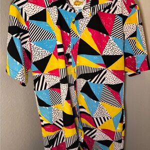 Colorful Geometric Men's Casual Button Down Shirt